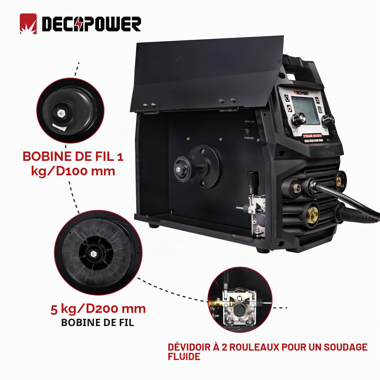 Decapower Poste à Souder XTRAMIG-200 SD PACK2 4en1 MIG MMA TIG | Gaz Argon Co2 Soudure 200A Soudage de l'aluminium Équipement de soudage SPOOL GUN