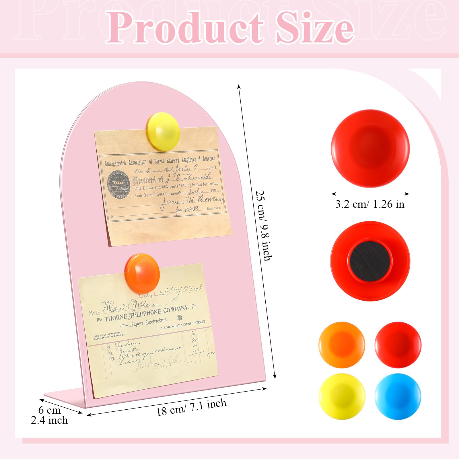 2 Pcs Desk Magnetic Bulletin Board Pink Memo Board - View #9