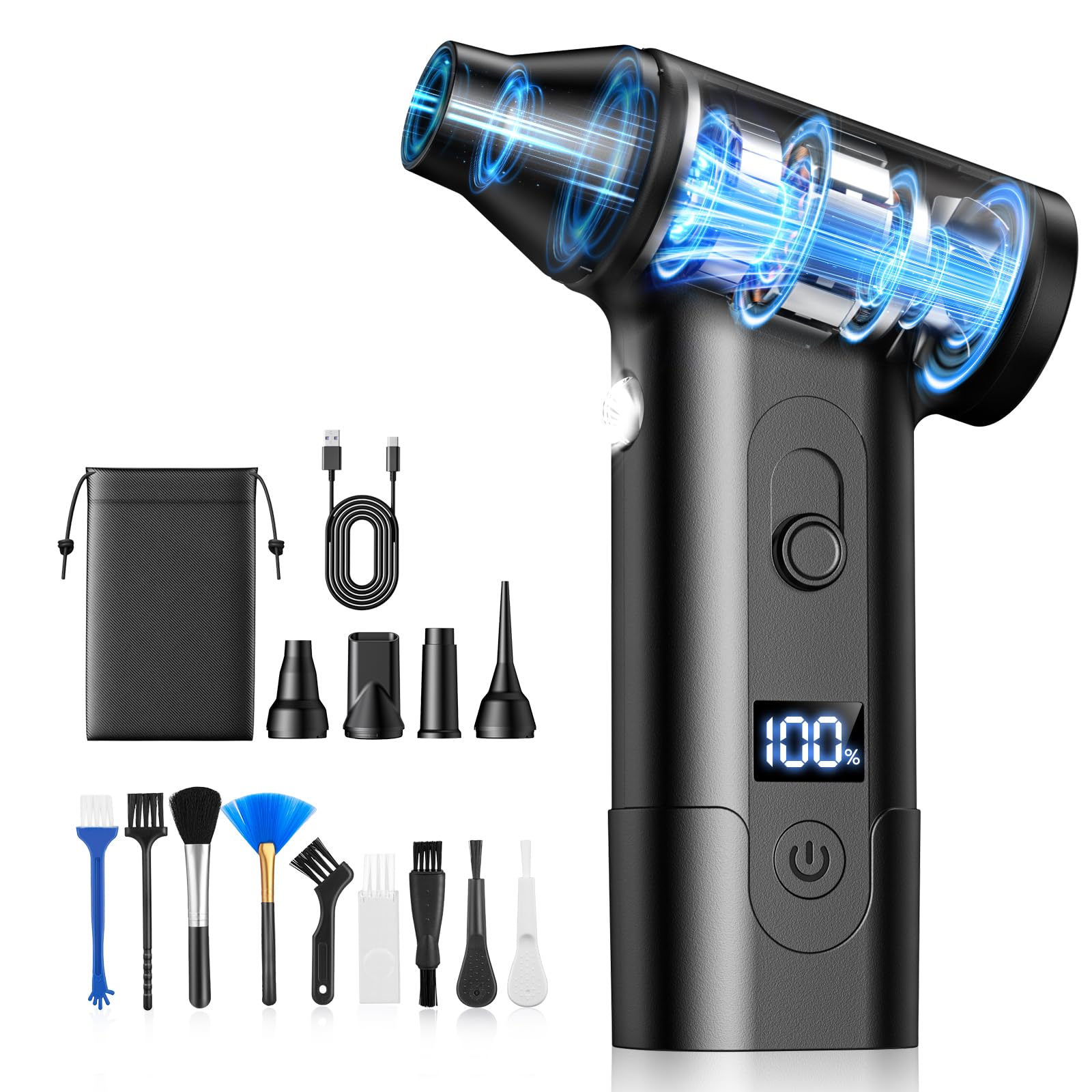 業界最強エアダスター 電動ブロワー 小型 ブロアー 300000RPM高速回転A Amazon | 【Amazon.co.jp限定】LeavDust エアダスター 電動ブロワー