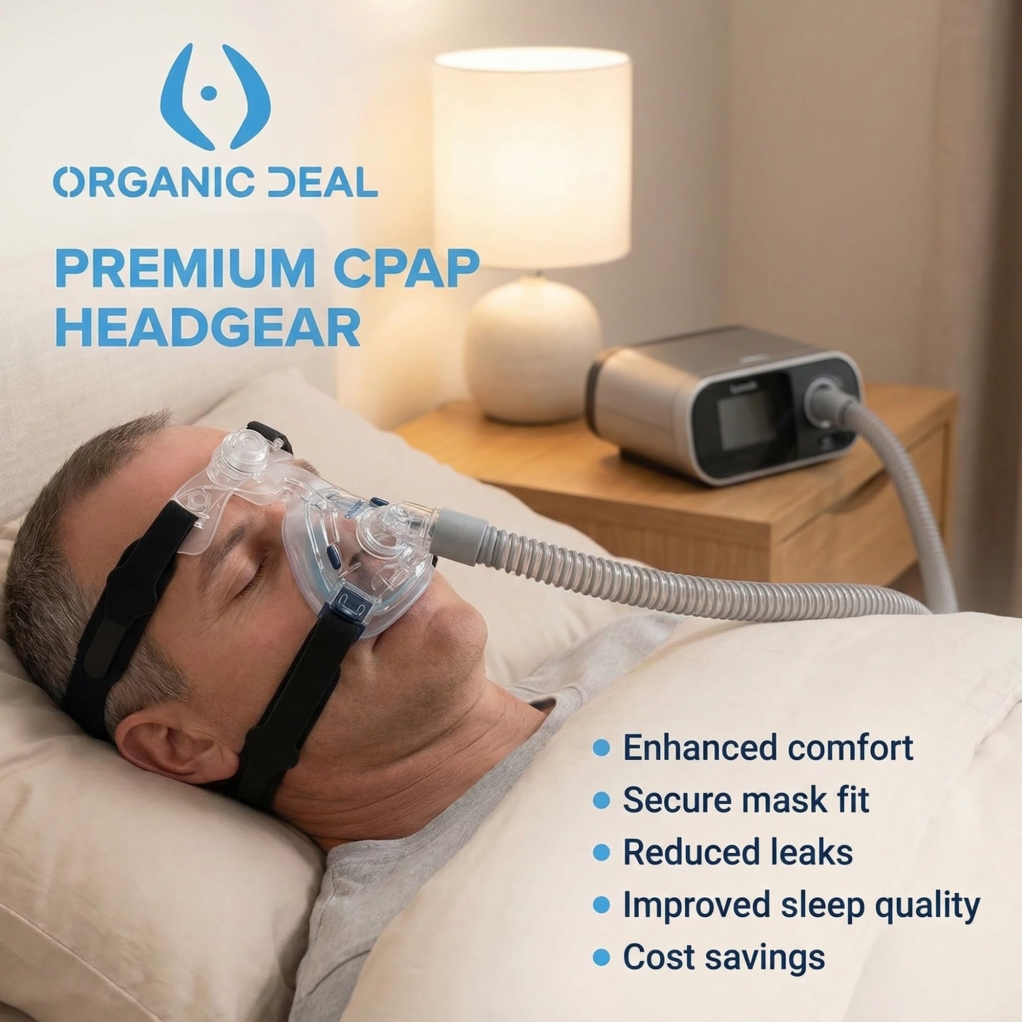 Lot de 2 sangles de harnais universelles pour CPAP – Remplacement pour harnais Respironics et accessoires CPAP ResMed – Sangle et masque CPAP