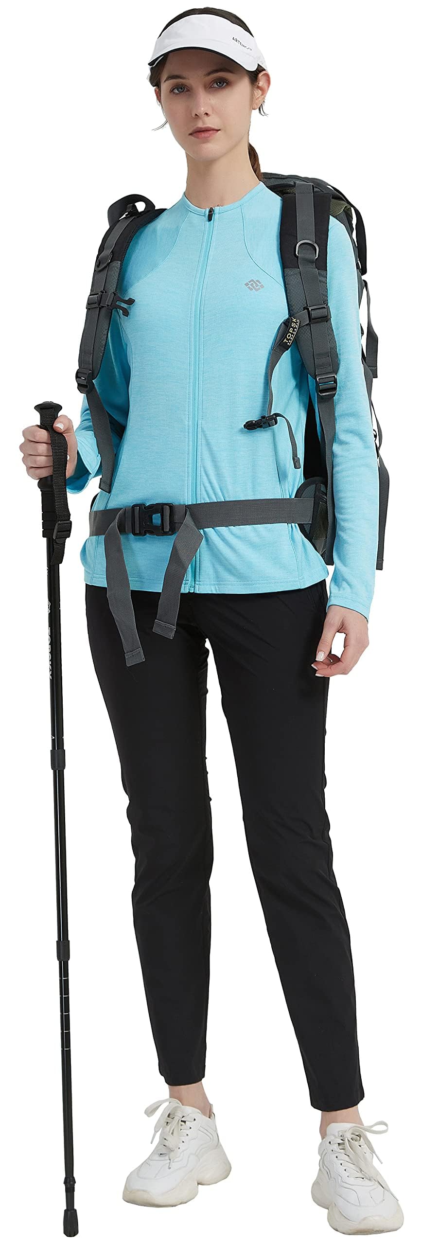 MoFiz Donna Giacca da Corsa Felpa Sportiva Leggera Manica Lunga Traspirante Top da Tuta Cerniera Integrale senza Cappuccio per Running Fitness Yoga Palestra con Tasche Blu Cielo 3XL