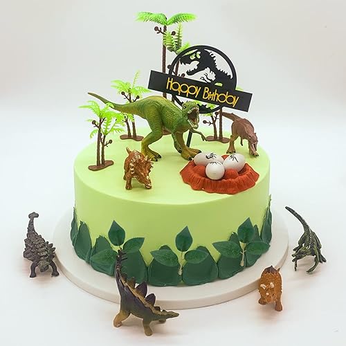 Miniatura 7 de 22 piezas de decoración de tarta de dinosaurio con huevos y árboles, decoración de tarta de dinosaurio, decoración de fiesta temática de baby