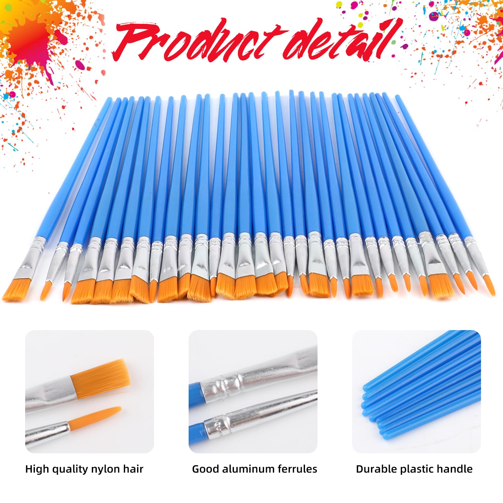 150-teiliges Pinsel-Paletten-Set beinhaltet 50 Farbschalen-Paletten, 50 flache Pinsel, 50 spitze Pinsel, Kunststoffpaletten, Nylonhaar-Pinsel-Set für Acryl, Öl, Aquarell, Kunstfarbe