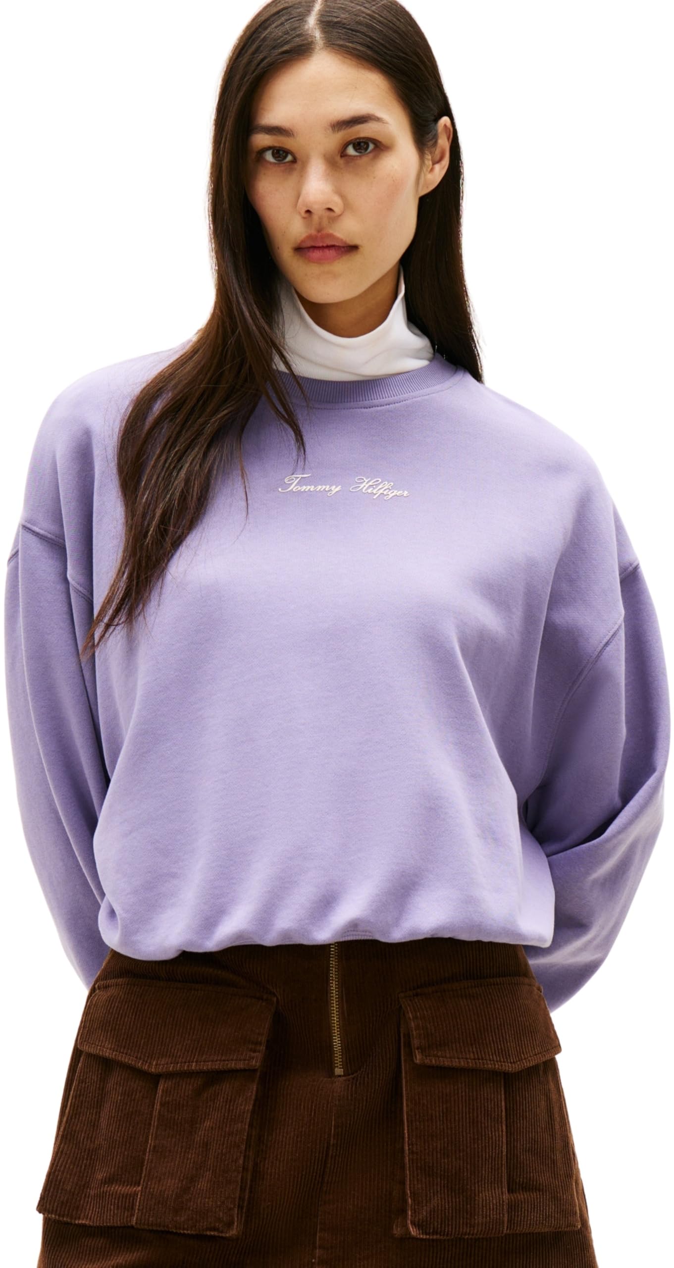 Tommy Hilfiger Sudadera Mujer Classic Script Terry con Cuello Redondo