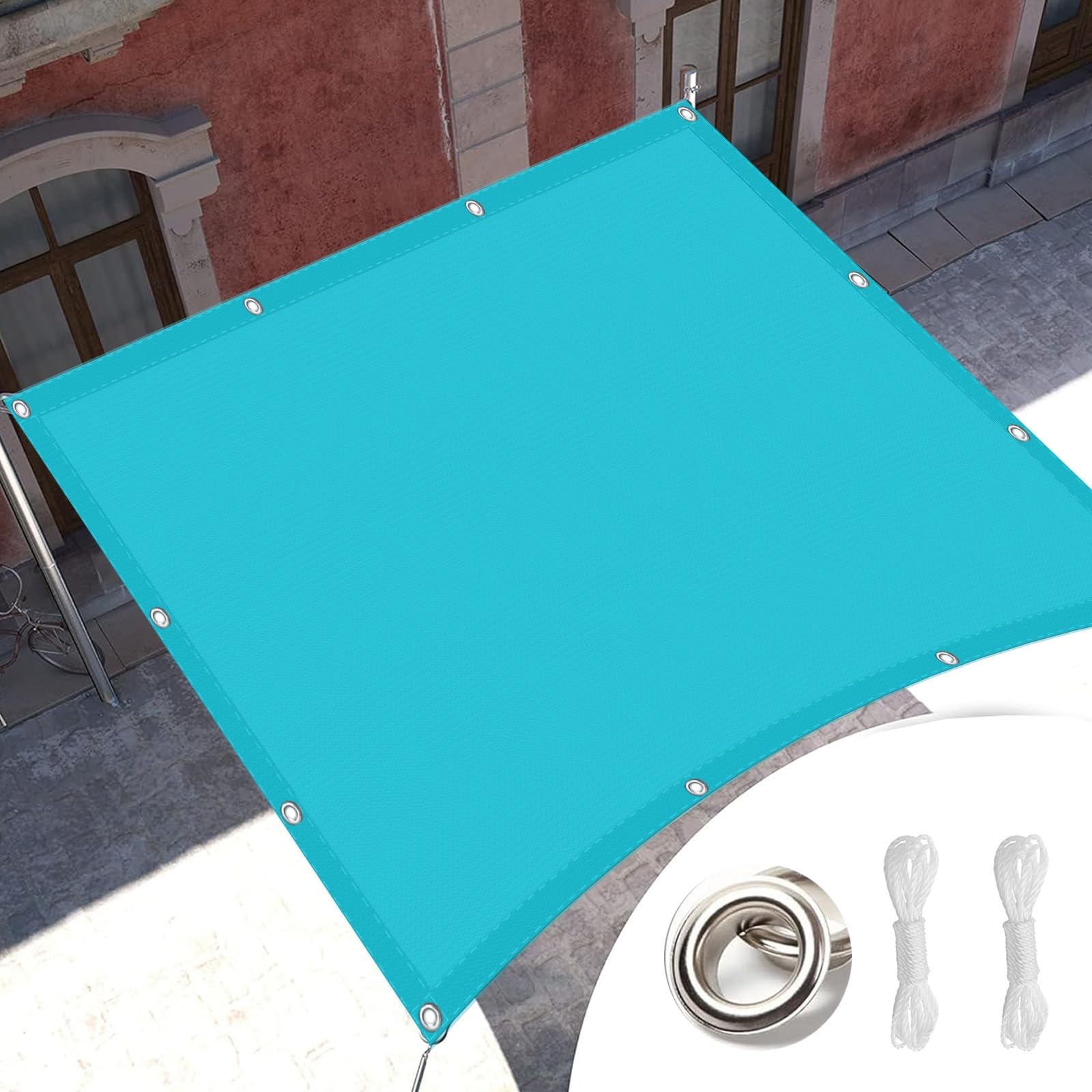 Voile d'ombrage imperméable 2x8 filet protection solaire extérieur bleu ciel