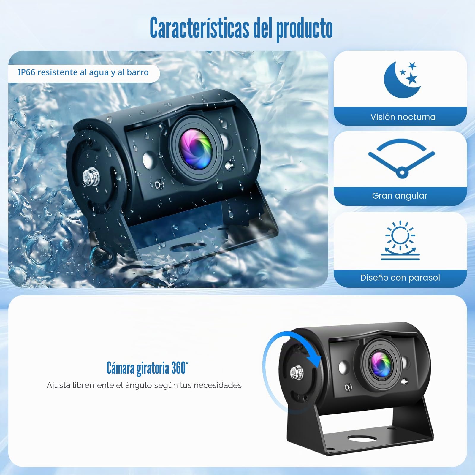Conjunto de cámara de Marcha atrás Realdio 1080P con 4 cámaras AHD, Monitor cuádruple Dividido DVR de 9 Pulgadas, protección IP68, visión Nocturna, cámaras Frontales y traseras