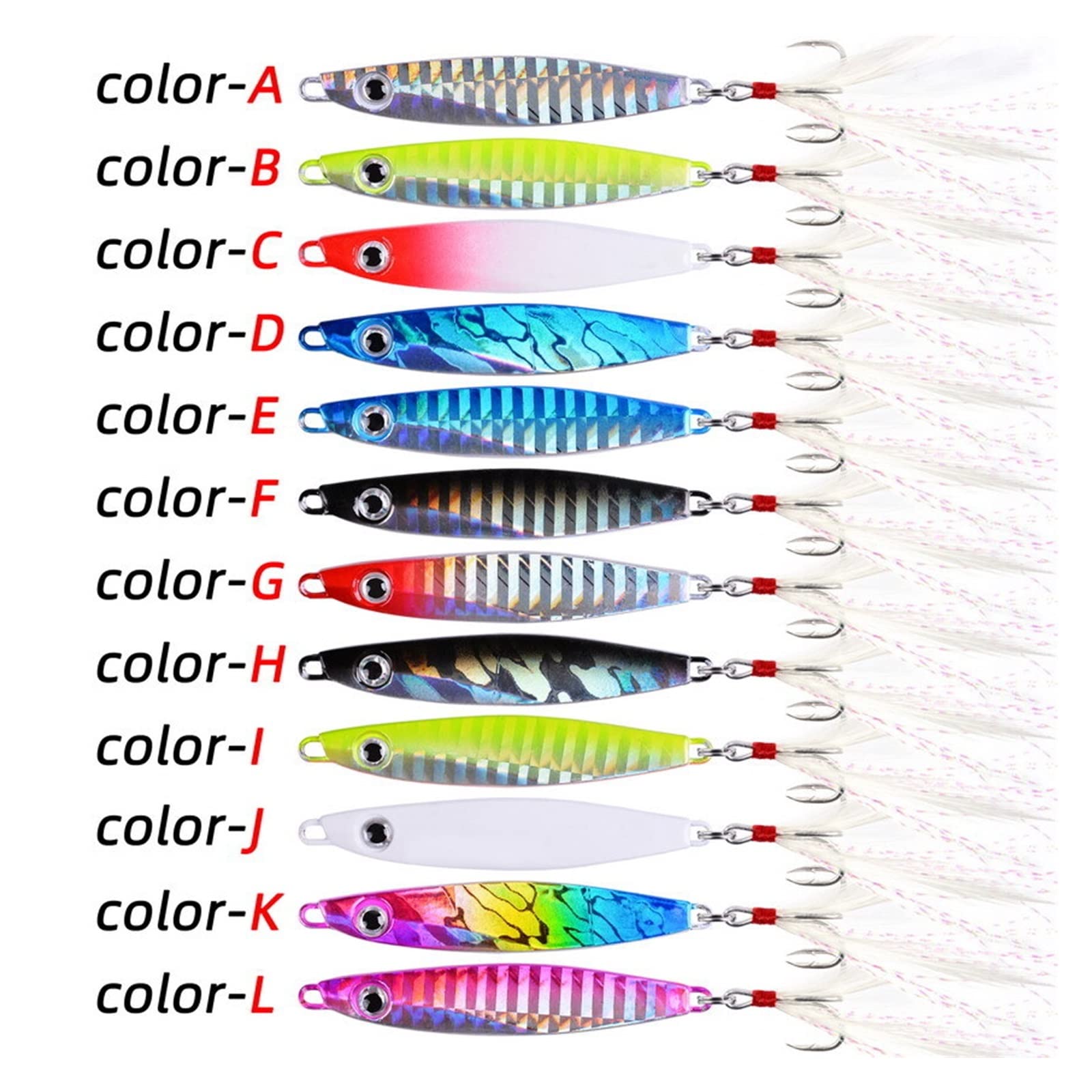 XILILHC 12 Pezzi di Esche da Pesca in Metallo jig 7g 12g 17g 22g 30g 40g Cucchiaio Mare Bait Sink Parker Bass