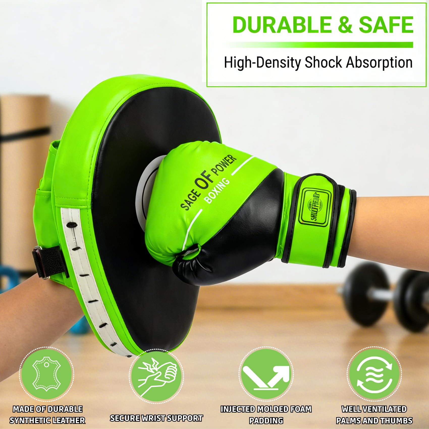 Set di guanti da boxe e guanti da boxe 3 in 1 per bambini, con fasce per le mani, set di guanti in pelle per MMA, karate, muay thai, taekwondo