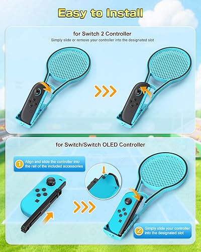 Miniatura 4 de Raqueta de tenis para Nintendo Switch&OLEDSwitch 2 (2025), accesorios de soporte de agarre de mano para Joycon 2 controladores, compatible con Mario