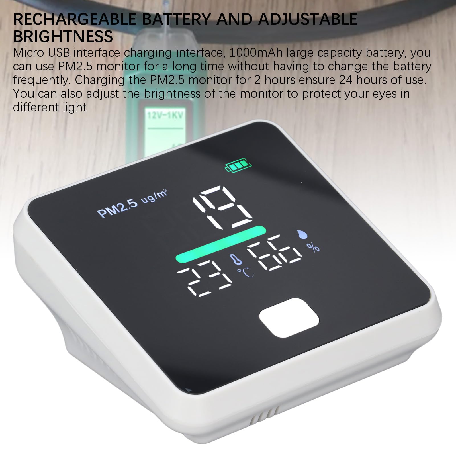 Con sensore di temperatura e umidità - Monitor portatile del particolato PM 2.5 - Misuratore della qualità dell'aria interna con portata da 0 a 999 ug m3, frequenza di