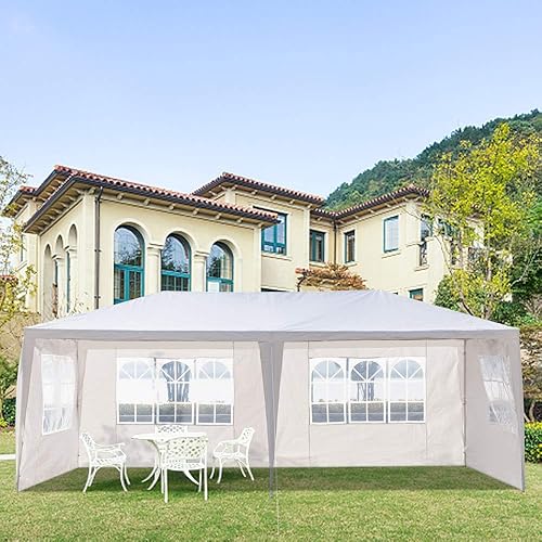 Miniatura 6 de Toldo impermeable de 10 x 20 pies para exteriores, carpa para fiestas, bodas, carpa de refugio con 4 paredes laterales extraíbles, color blanco