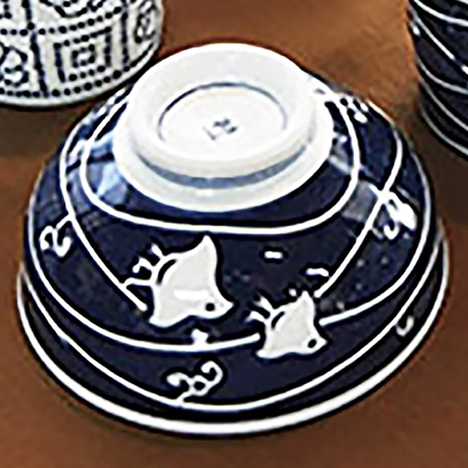 浜陶 Indigo Houndstooth Rice Bowls, Set of 5