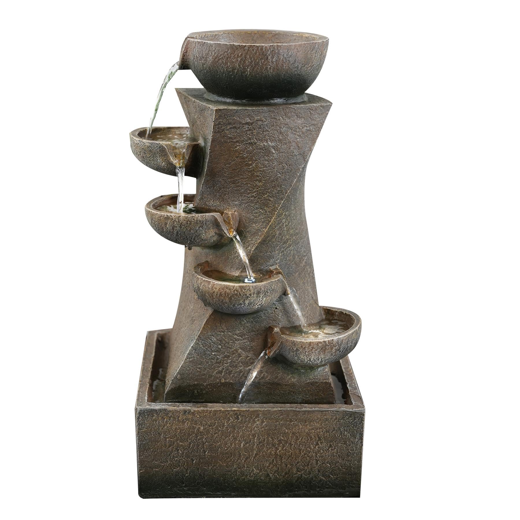 Geezy (Cascading Fountain) Freestanding Led Water Fountain | Small Garden Fountain With Led Lights