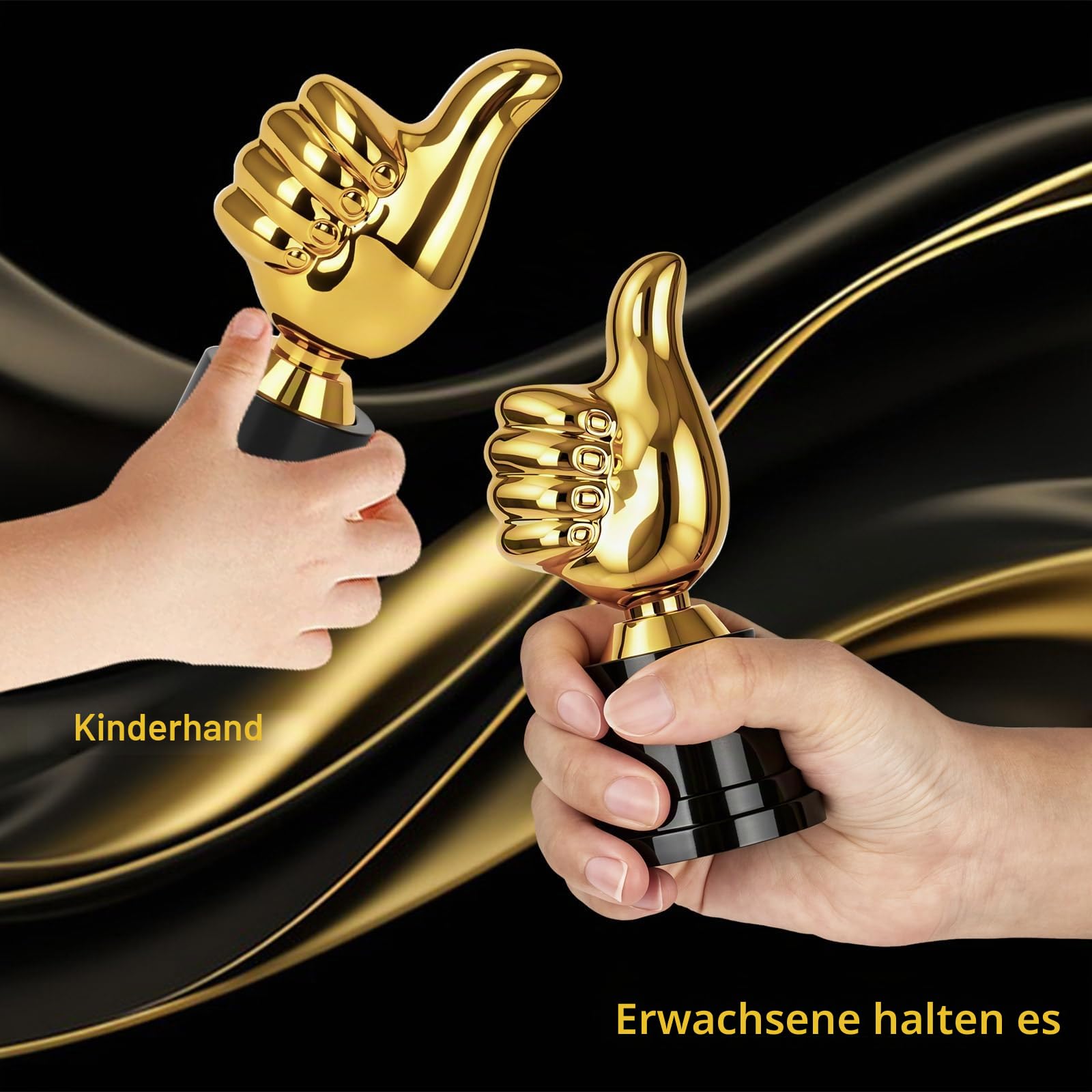 18 Stück Gold Daumen Pokale, Goldener Daumen Trophäe Pokale Mini aus Kunststoff, Mini Finger Skulptur Auszeichnung für Sportfest Sieger Party Preisverleihung Geburtstag