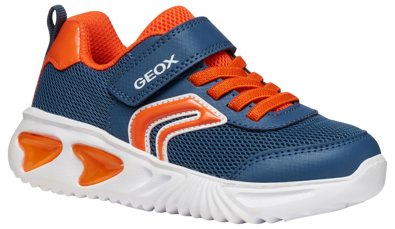 Geox J Assister BOY Sneaker, AVIO/Orange, 8.5 UK Child
