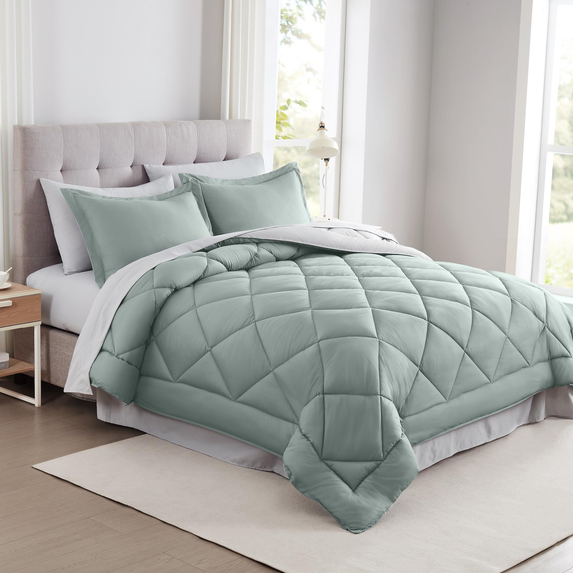 Modern Threads 7-Piece Reversible Comforter Set - Bedding Ensemble with Comforter, Sheets, Pillowcases, and Shams, Dusty Sage King