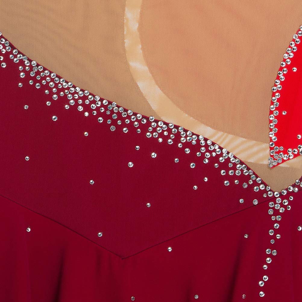 Vestido profesional de patinaje artístico para niñas, sin mangas, con diamantes de imitación, para danza sobre hielo, patinaje, gimnasia, leotardos