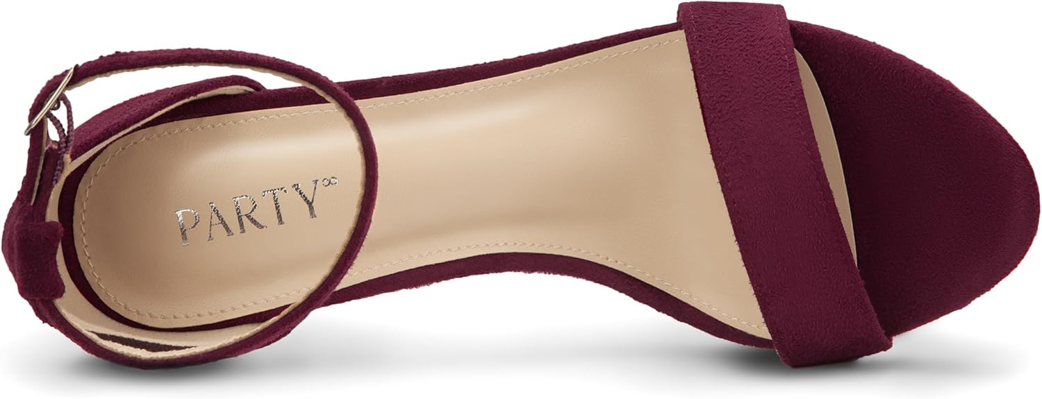 PARTY Women's Chunky Heels Open Toe Ankle Strap 3 inch Heeled Sandals - Image 5