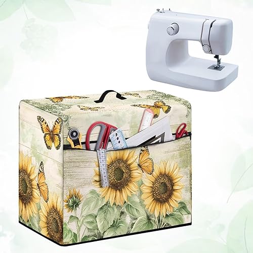 Miniatura 274 de Mumeson Cubierta antipolvo para máquina de coser de gatos negros con flores, para la mayoría de máquinas de coser estándar, plegable, duradera