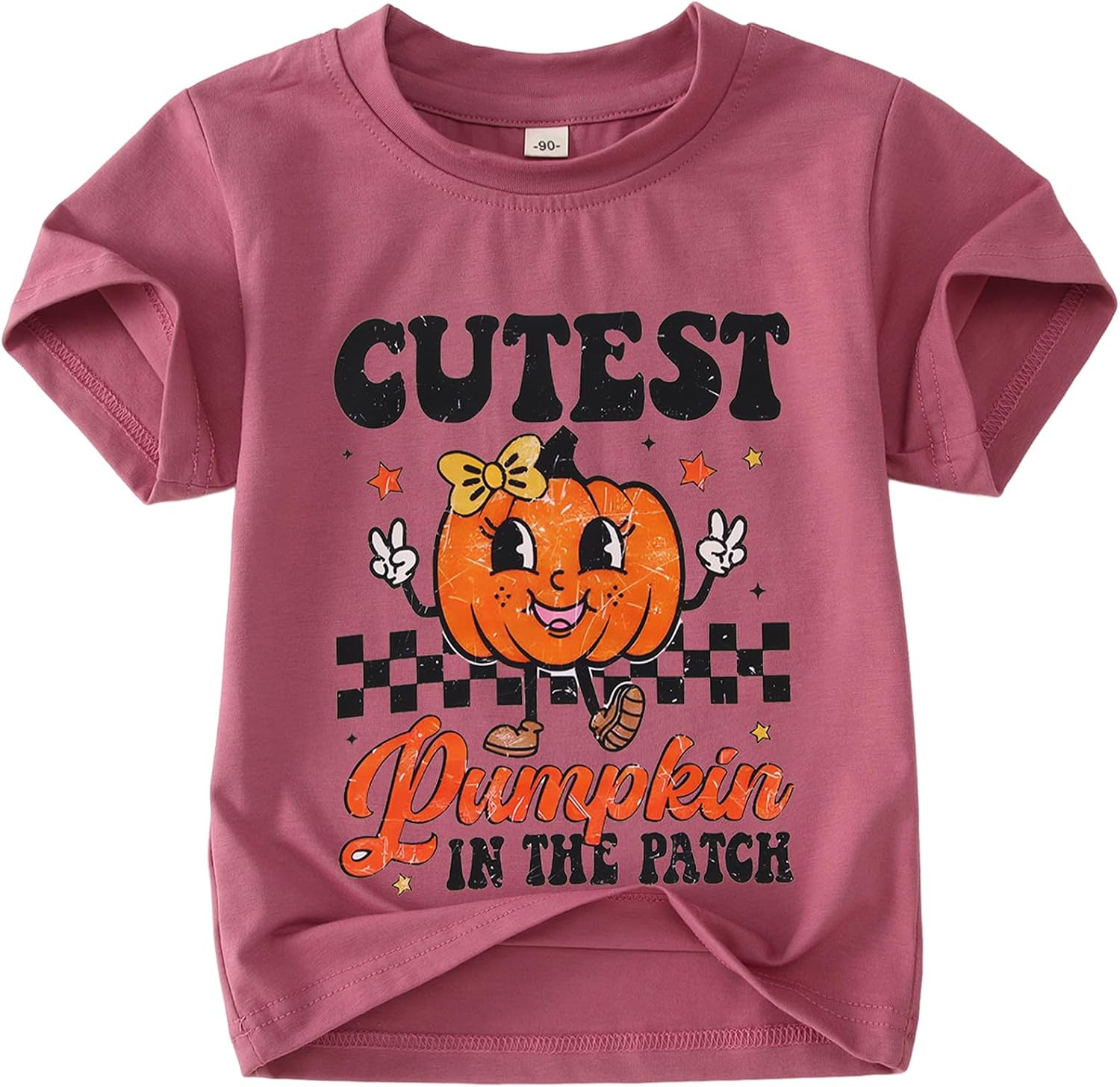 BOUTIKOME Toddler Baby Girl Halloween T-Shirts Cutest Pumpkin in The Patch Graphic Shirts Kid Short Sleeve Tees Vintage Top