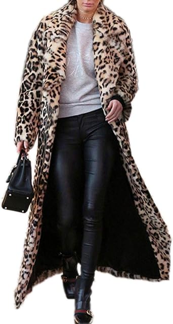 Lapel Faux Fur Long Maxi Coat Jacket 