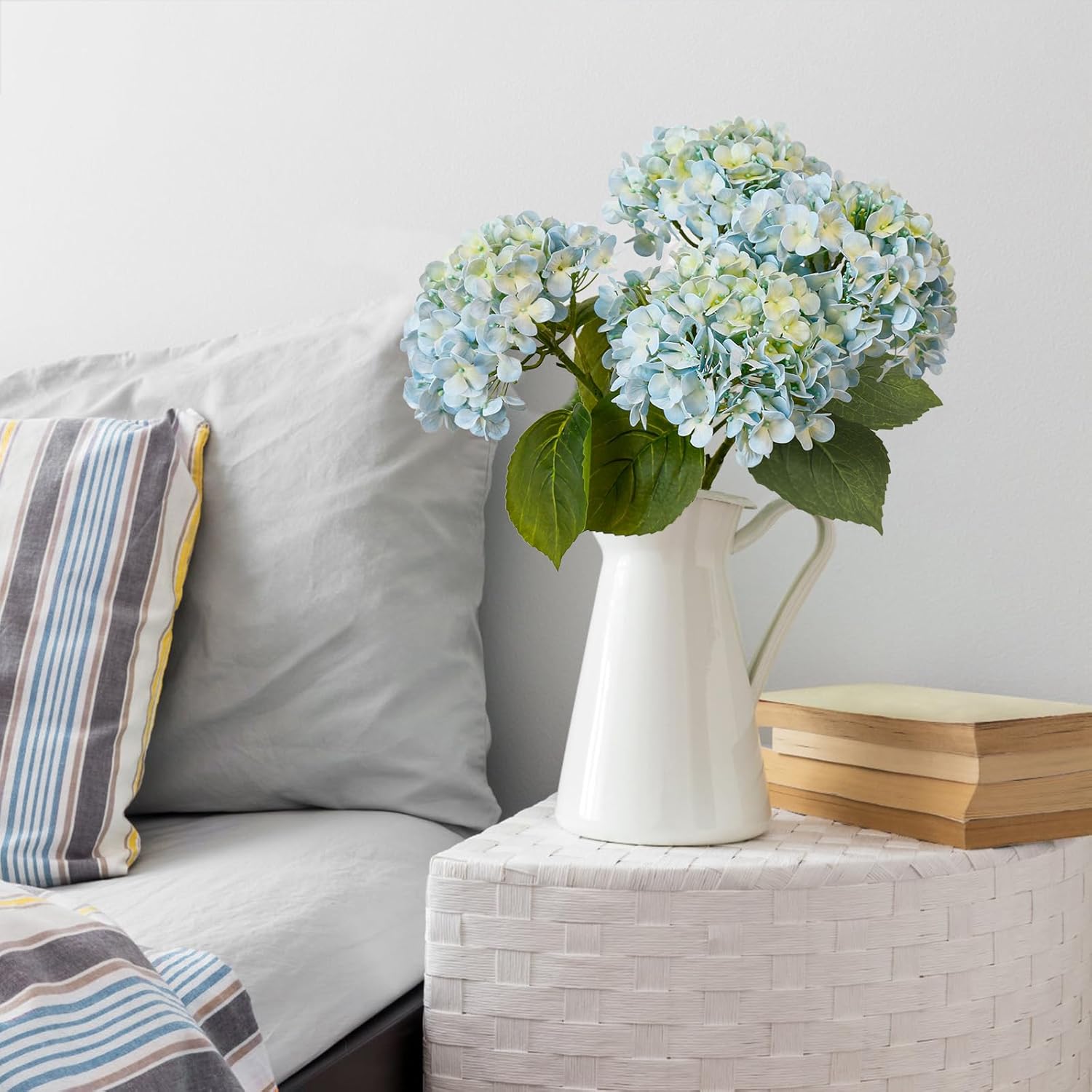 Leftover 4 Pcs Light Blue Hydrangea Artificial Flowers,21" Real Touch Faux Hydrangea Flowers and 3 PCS Butterflies for Hydrangea Decor,Floral Arrangements for Centerpiece Table Decorations,Home Decor - Image 9