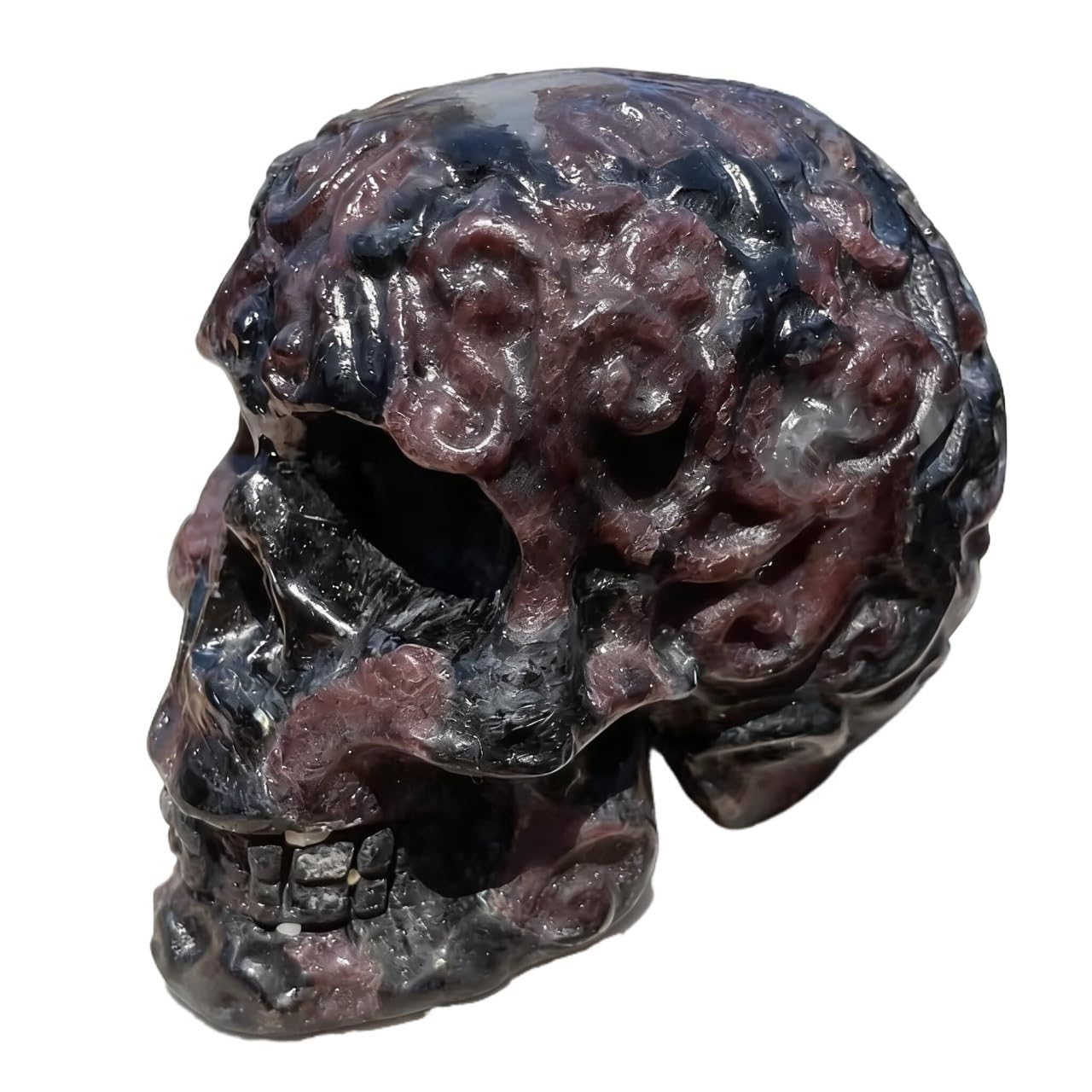 Sculpture de crâne en grenat déco de maison et bureau moderne