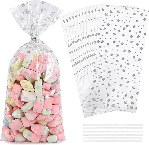 LEOSINDA 100 bolsas de celofán planas transparentes de 5 x 11 pulgadas, bolsas de celofán, bolsas de celofán, bolsas para galletas, bolsas de