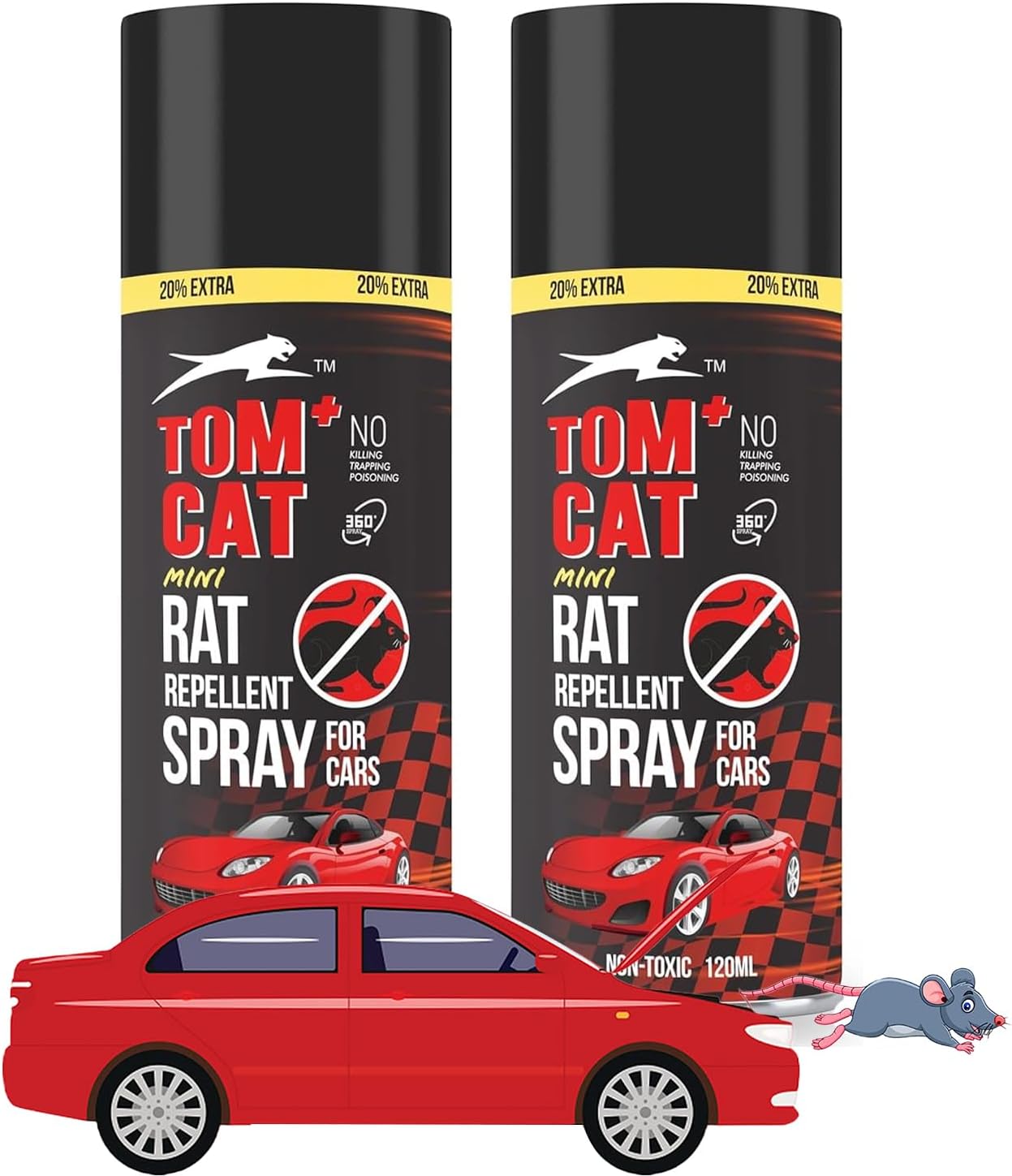 Shadow Securitronics Tomcat Rat Repellent Spray,Prevents Bites In Engine Parts And Wires,Rodent Coating,Highly Effective,Leak-Free,Easy-To-Spray,Coating (100 Ml,Pack Of 2Multicolour)-FORMULATION 2X