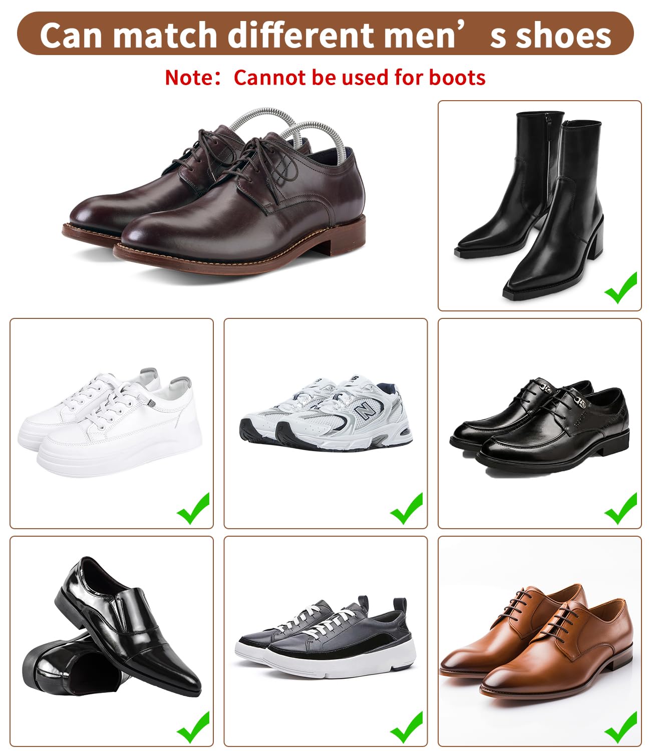Hormas Para Zapatos de Madera, Ensanchador de Botas con Resorte Helicoidal, 1 Par