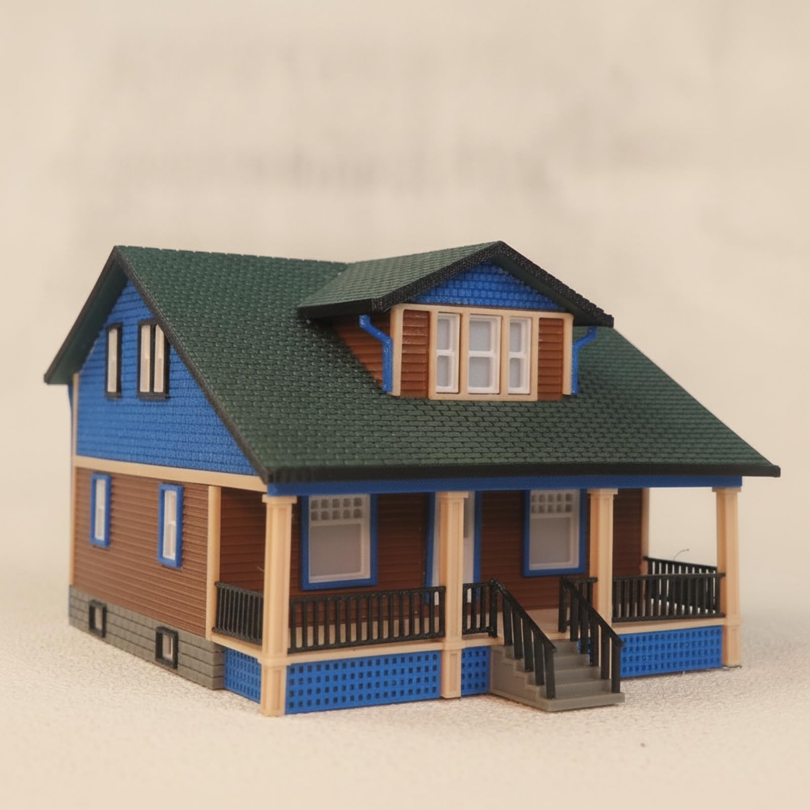 Miniatur Villa Modell Haus Gebäude Architekturmodell Sammelfigur mit Detail Dach Fassade aus PETG für Sammler Diorama Straßenlayout Regal Deko, Fertiges Modell Elf Villa Ohne Beleuchtung