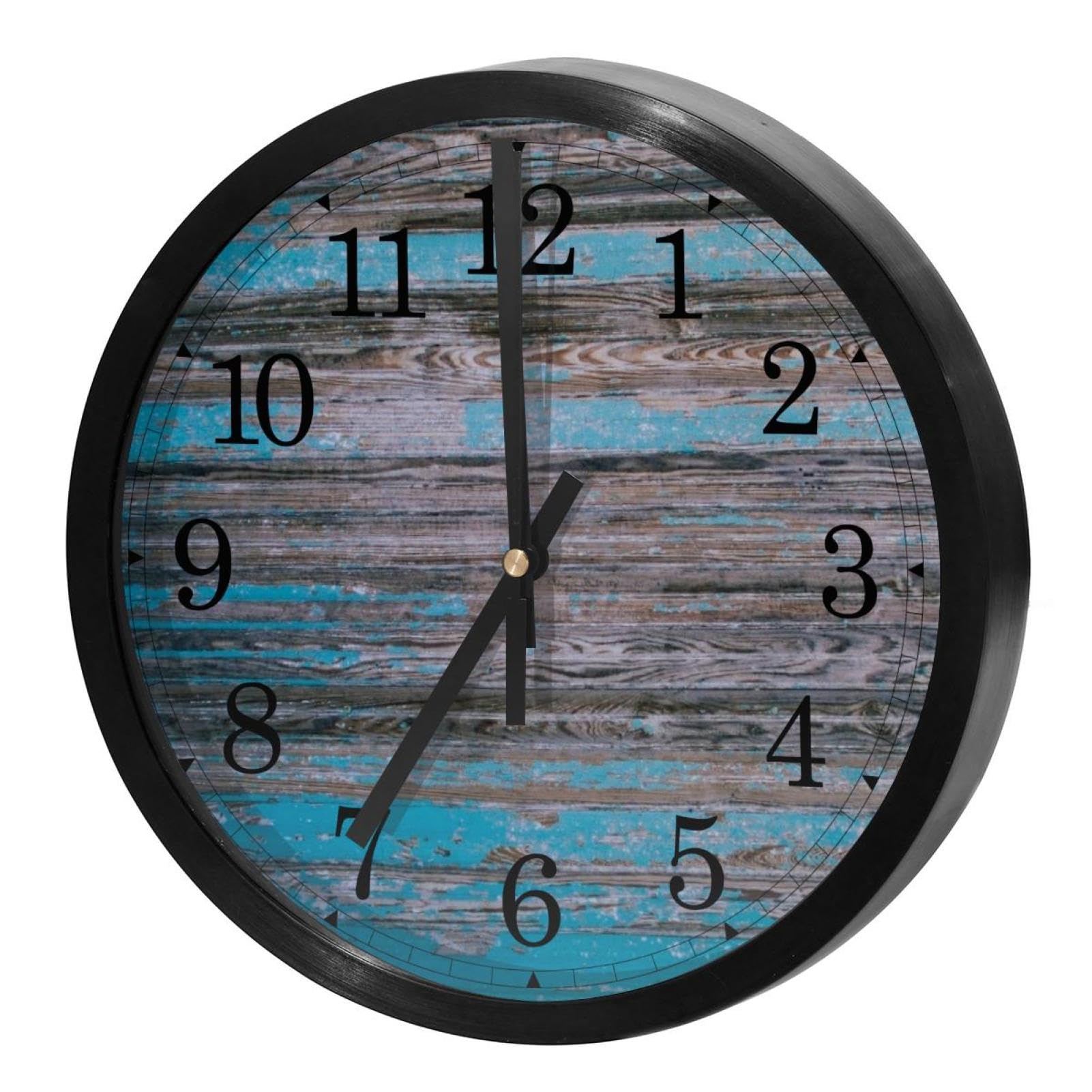 Horloge murale silencieuse pour cuisine et maison style bleu rustique