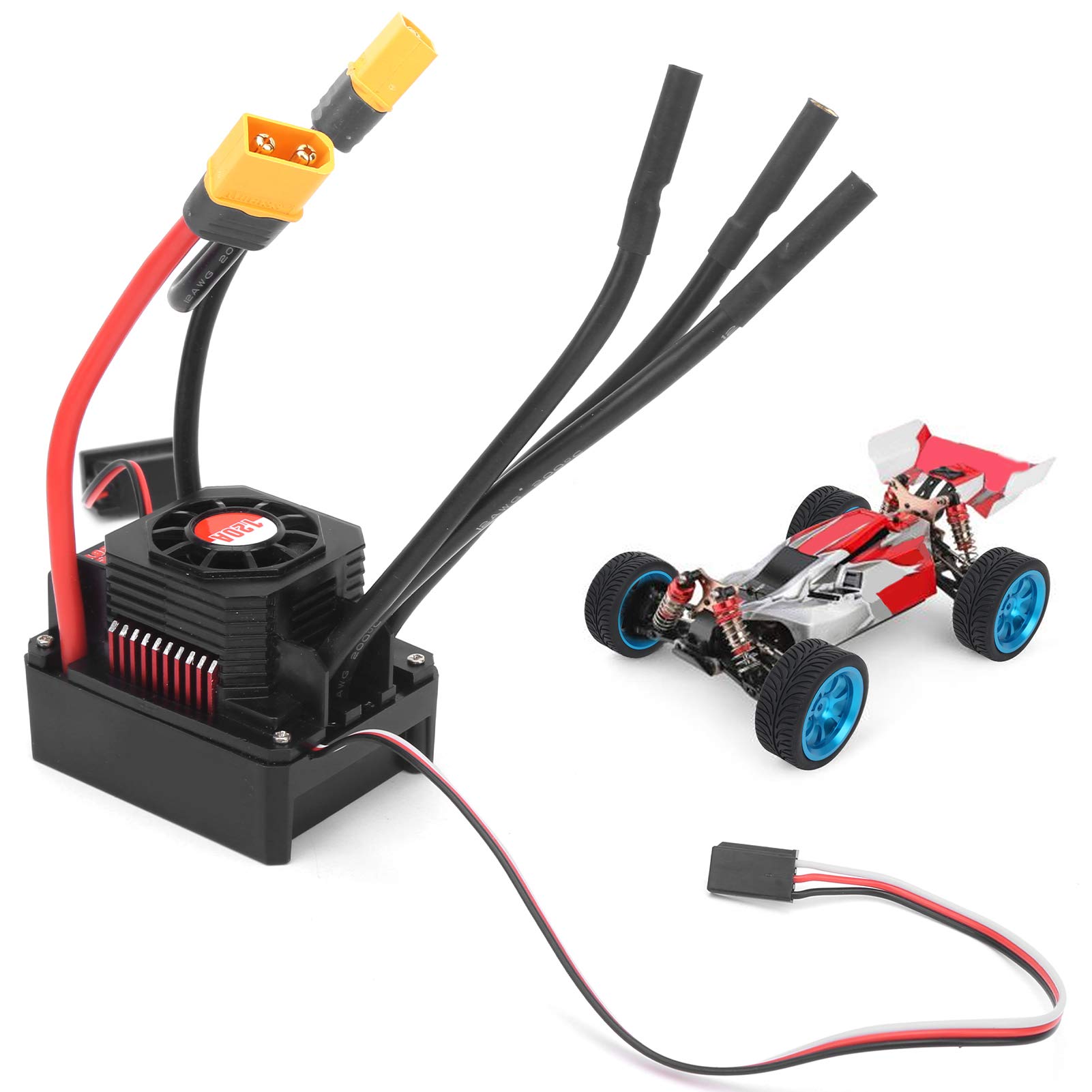 Hochleistungs-120-A-Regler, Wasserdichter Elektrischer Geschwindigkeitsregler mit XT60-Anschluss, Ideal für 1/10 1/8 RC-Cars, Lange Haltbarkeit und Schutz