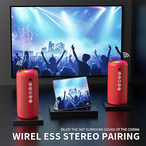 Miniatura 3 de Ortizan Altavoz Bluetooth portátil IPX7 impermeable, sonido fuerte de 24 W, graves profundos, Bluetooth 5.3, luces LED, emparejamiento estéreo