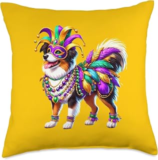 Mardi Gras Australian Shepherd Dog Aussie Throw Pillow