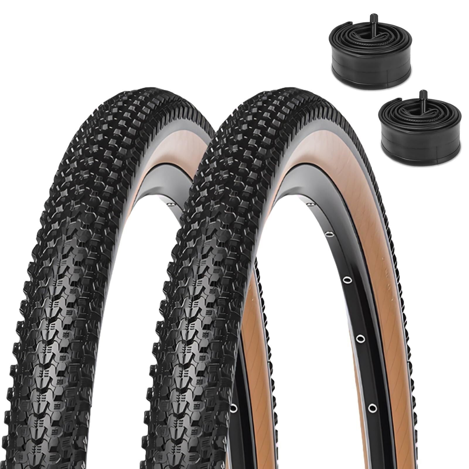 2UDS 26x2.10/27.5x2.1/29x2.25 Juego de Neumáticos para Bicicleta con Cámaras Internas, 60 TPI Repuesto para Bicicleta de Montaña Todo Terreno Híbrida y Urbana(29x2.25)