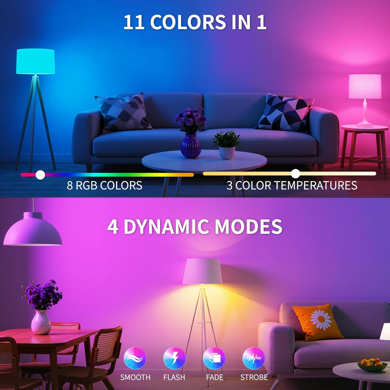 FRIDEKO HOME Rechargeable Light Bulbs - 2600mAh E26 Battery Operated Dimmable Lightbulb with USB-C Charging for Lamps | Touch Control | Timer Function - 2 Pack Portable Camping Emergency Light