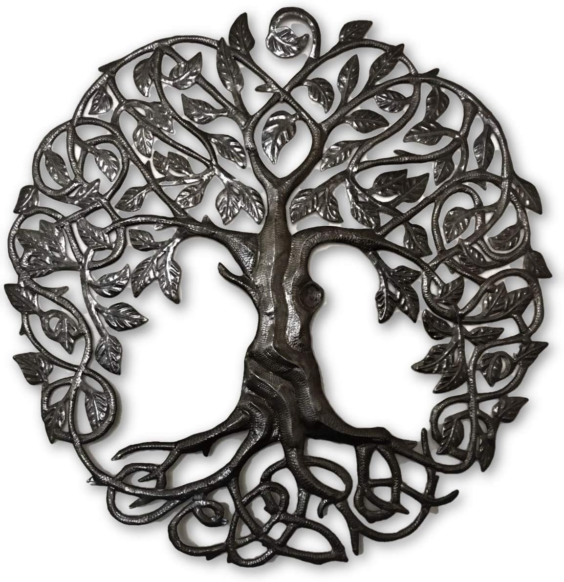 Large Celtic Tree of Life, Large Outdoor Wall Art, Recycled Metal Haiti, 33" X 33"