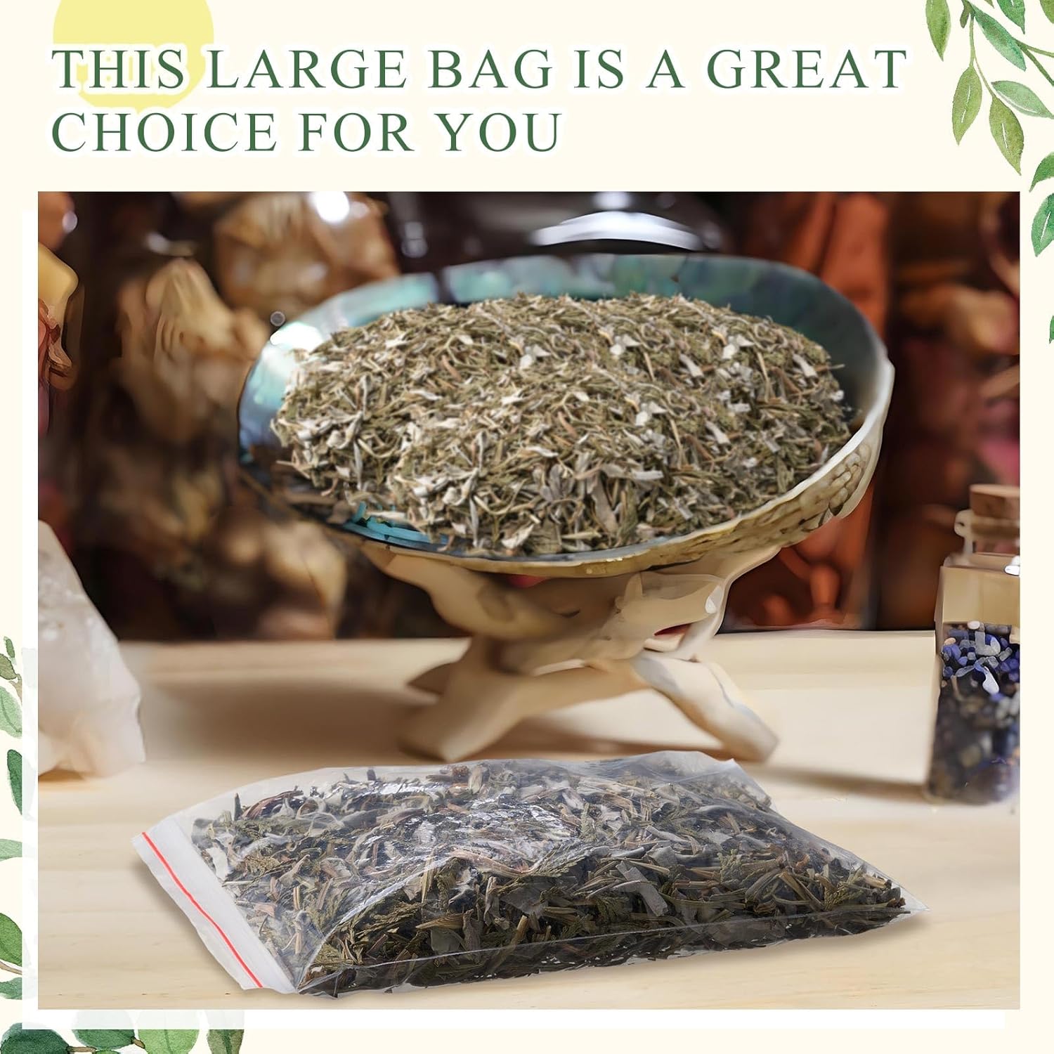 4.2 oz Organic Mix Sage, Cedar and Sweetgrass Loose, Natural Dried Sage Leaves Smudges & Herbs Fragrance for Home Cleansing Rituals Incense Healing Meditation Cleansing House Negative Energy