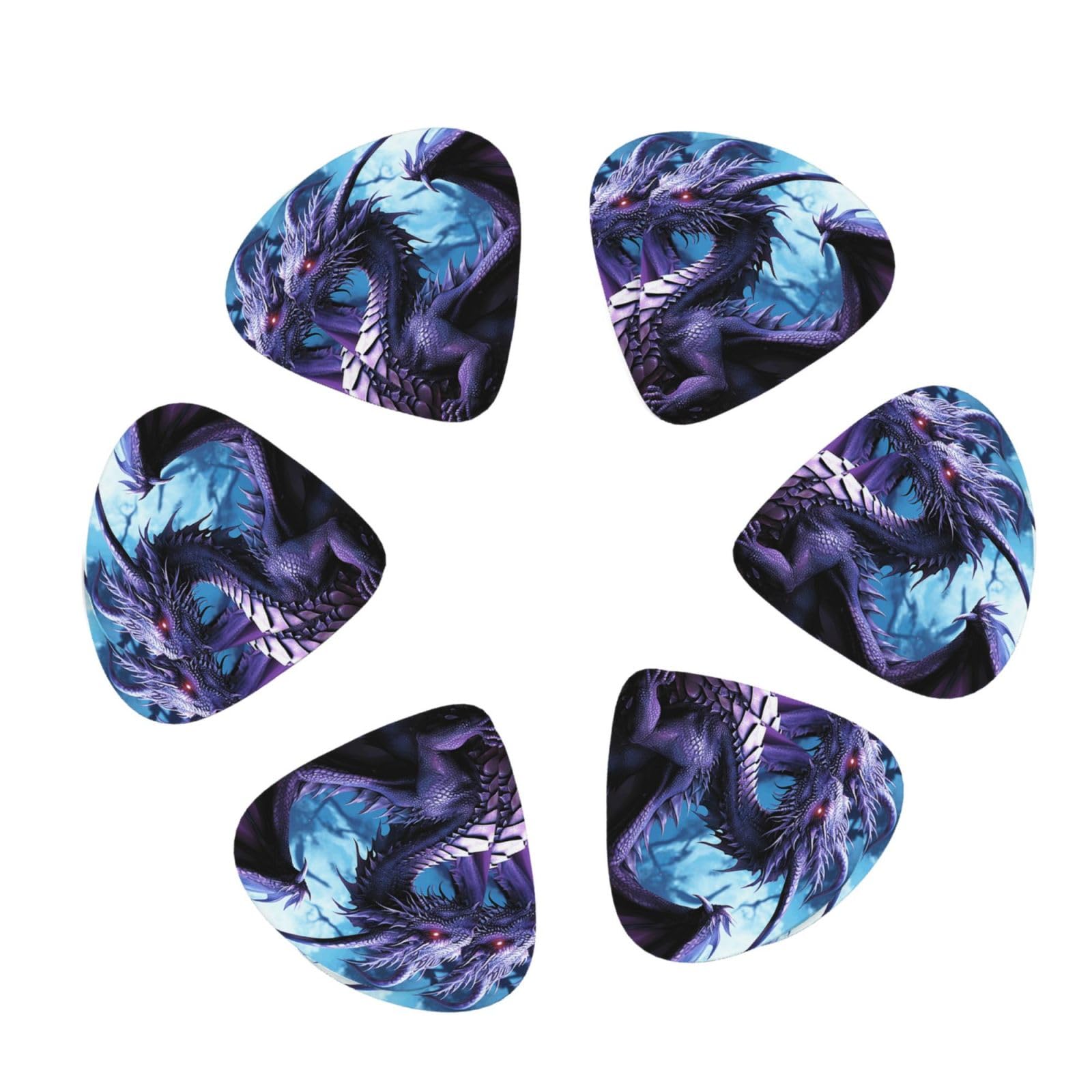 Lot de 216 médiators de guitare en vrac 3 épaisseurs différentes avec boîte de rangement Violet Dragon Violet Moon Accessoires de guitare pour basse guitare électrique acoustique amateurs