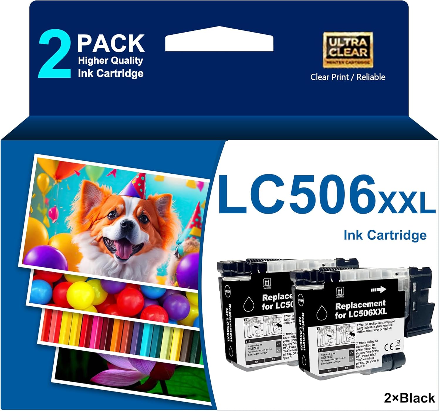 Super High Yield LC506XXL Black Ink Cartridges 2-Pack Replacement for Brother LC 506 506XXL INKvestment 4355 4555 4557 Compatible with Brother MFC-J4355DW MFC-J4555DW MFC-J4557DW Printer