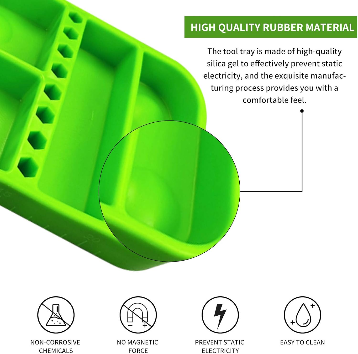 ROBLOCK 3PCS Non-Slip Flexible Tool Tray for Tool Holder Organizer and Storage No Magnetic Convenient to Use and Easy Clean-Up (Green) : Automotive