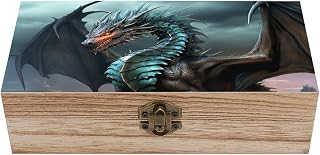 Decorative Keepsake Box Wooden Storage Boxes with Hinged Lid Handmade Cool Dragon Wood Organizer Memory Treasure Box for Jewelry Craft Card Photo Storage Wedding Bridal Shower Gifts
