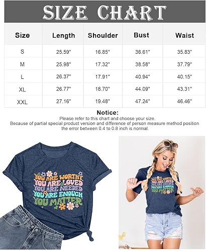 Miniatura 6 de Camiseta con texto en inglés You Matter para mujer, camiseta inspiradora para la concienciación sobre la salud mental