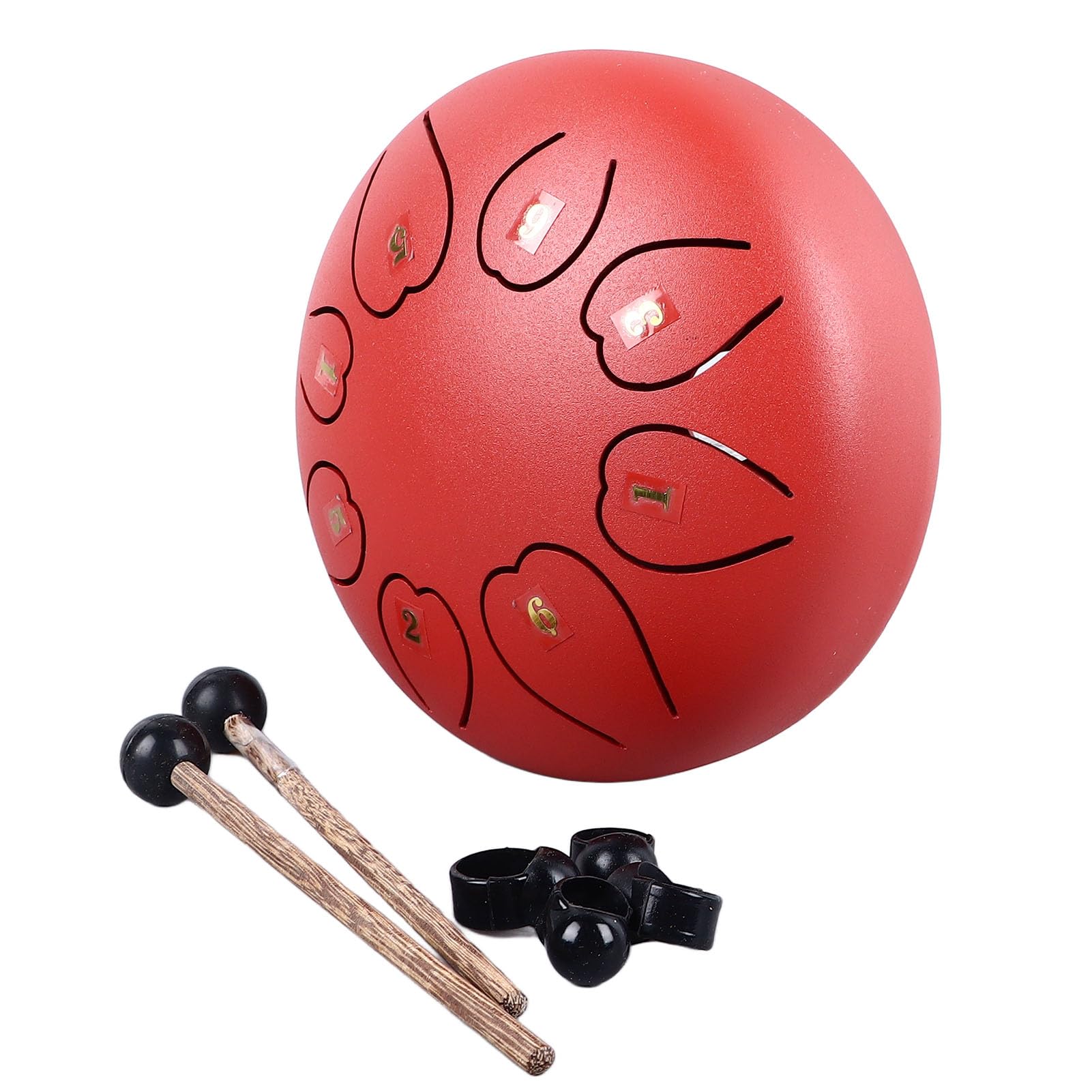 Bęben językowy Tyenaza, 6 cali 8 nut wyraźny rezonansowy przyjemny dźwięk bezproblemowy stalowy bęben ręczny Mini instrument perkusyjny (Red)
