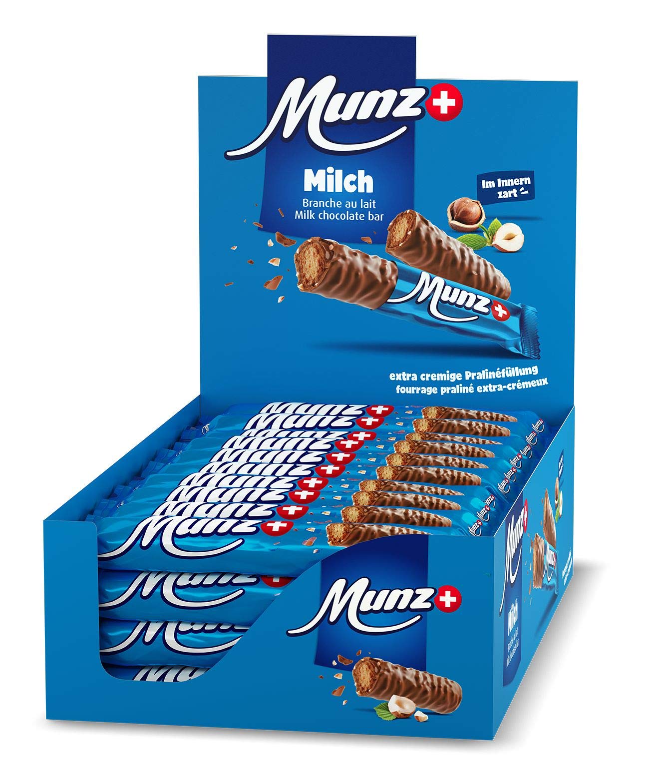 Munz Prügeli Milch Schweizer Schoko Riegel 40 x 46g Premium Schokolade 1,84kg Thekendisplay
