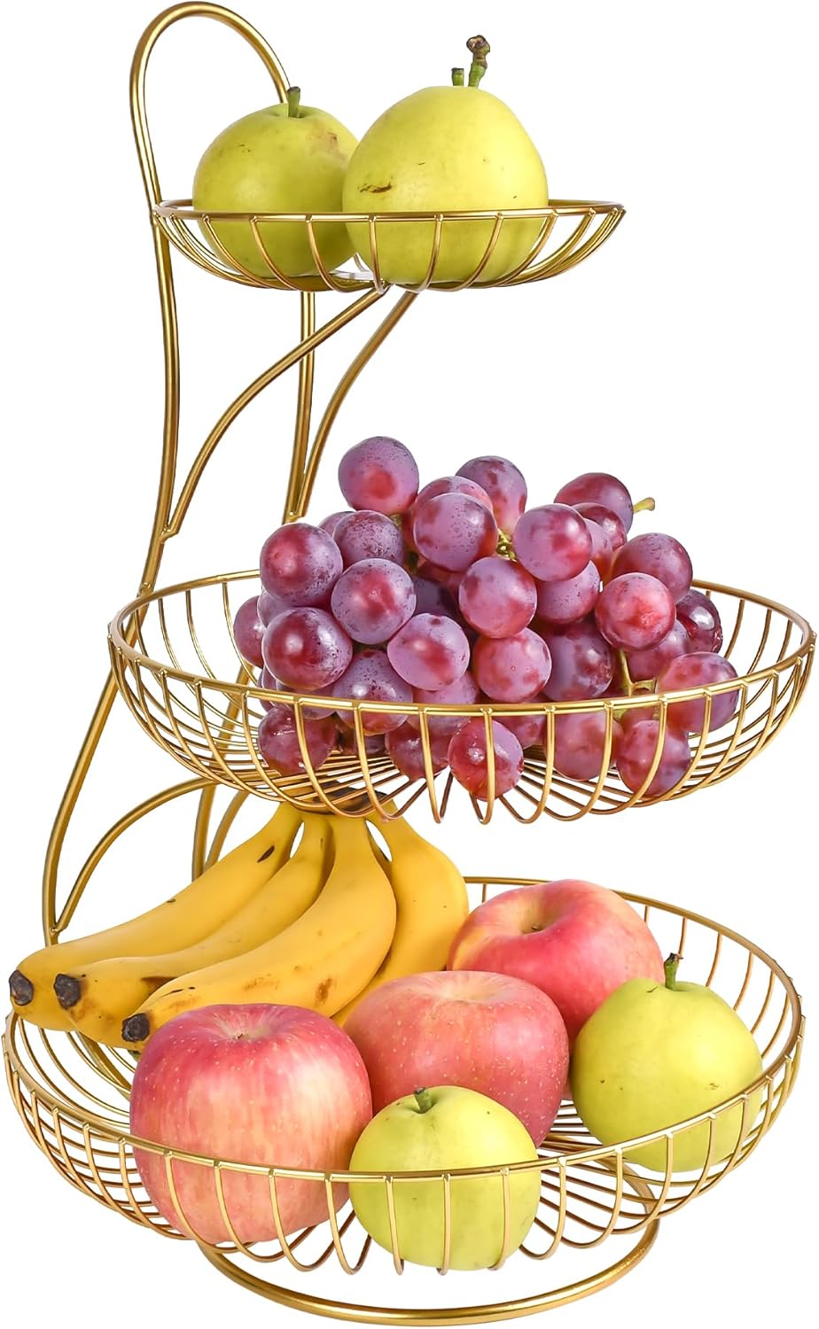 Sishynio 3Tier Fruit Basket Stand Decorative Metal Fruit