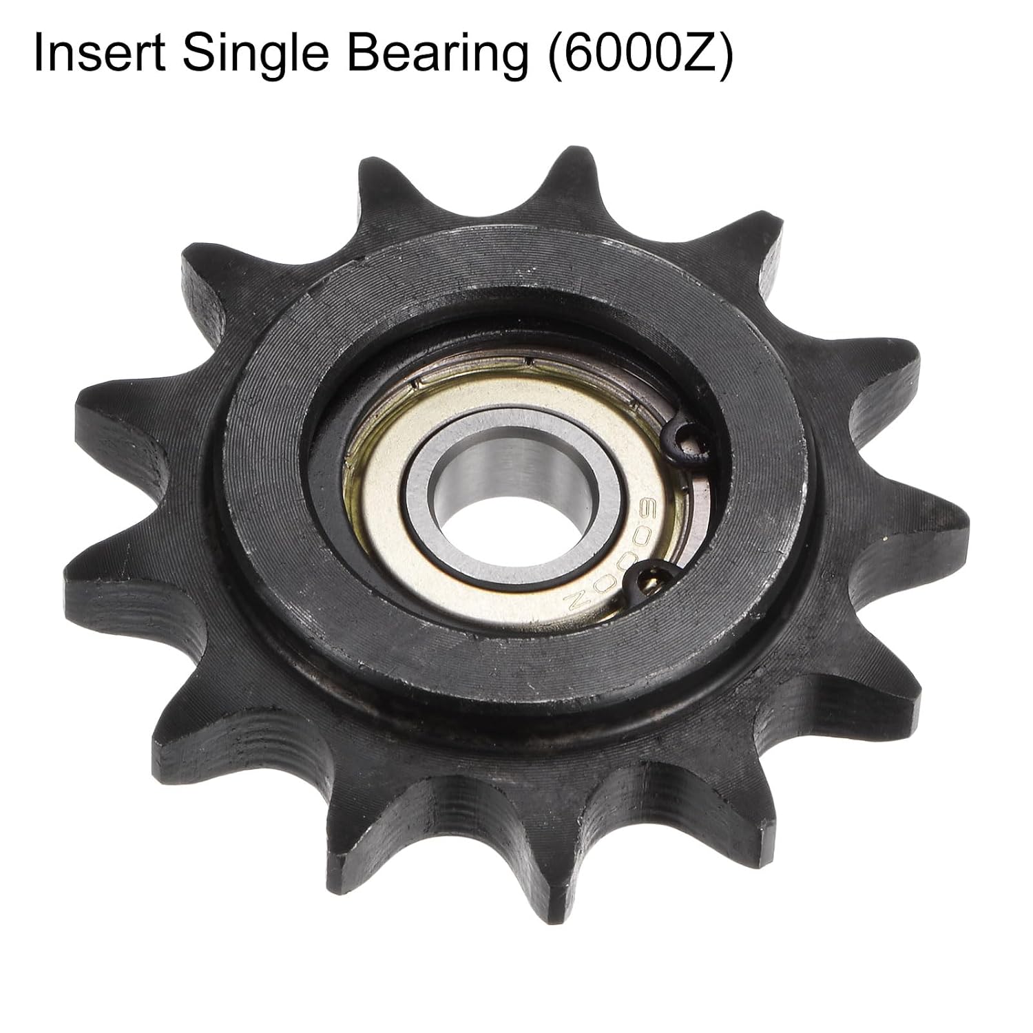 uxcell 2pcs DIN(ISO) 08B Roller Chain Idler Sprocket 10mm Bore, 1/2" Pitch, Hardened 13 Tooth Tensioner Sprocket, Insert Single Bearing