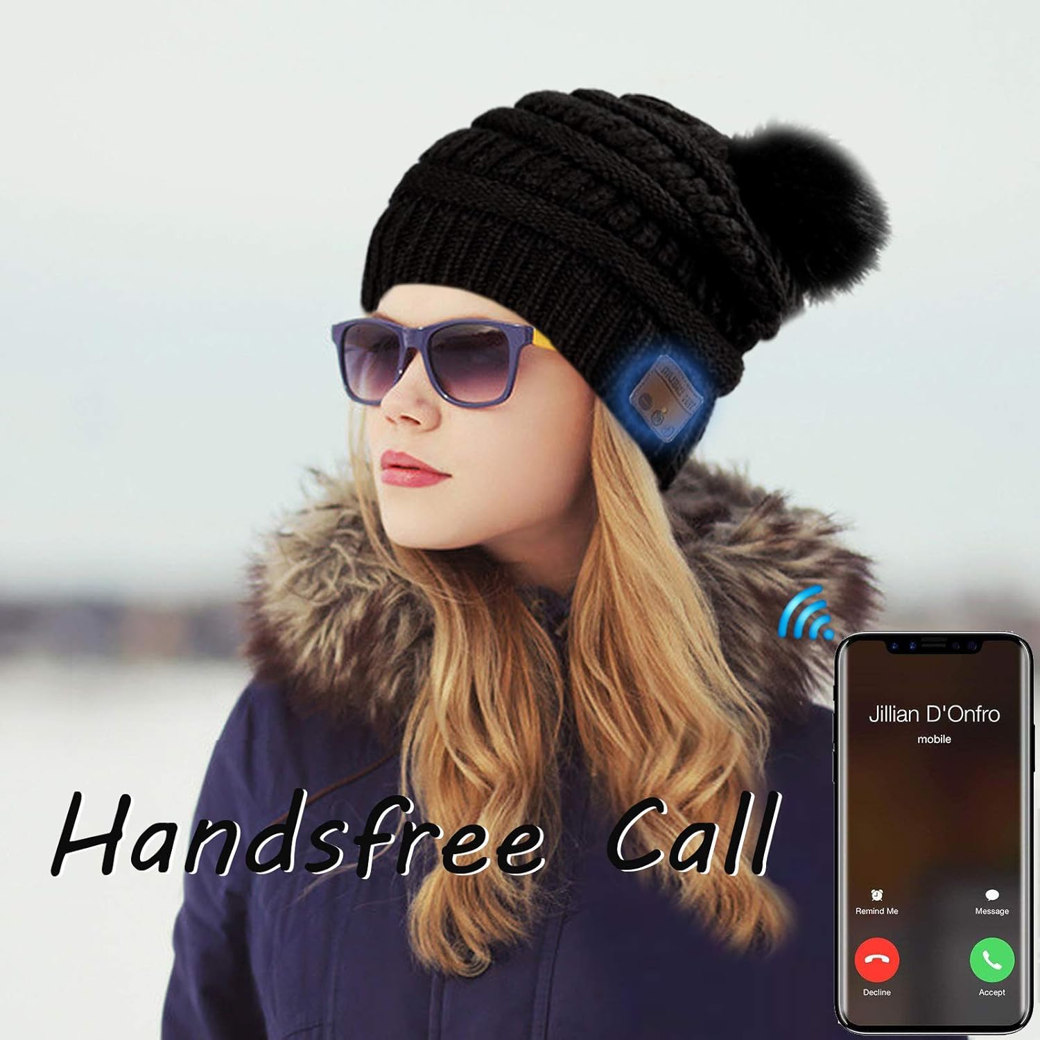 Wireless Music Beanie Women Beanie Girls Hat Over Ear Headset Sports Stereo Headphone with Microphone Speaker Womens Beanie