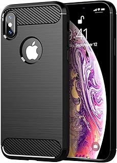 جراب موبايل من السيليكون الكربونى بتصميم مرن ورفيع ومتين مضاد للصدمات متوافق مع موبايل آيفون اكس اس ماكس من فاسينيشن (أسود)